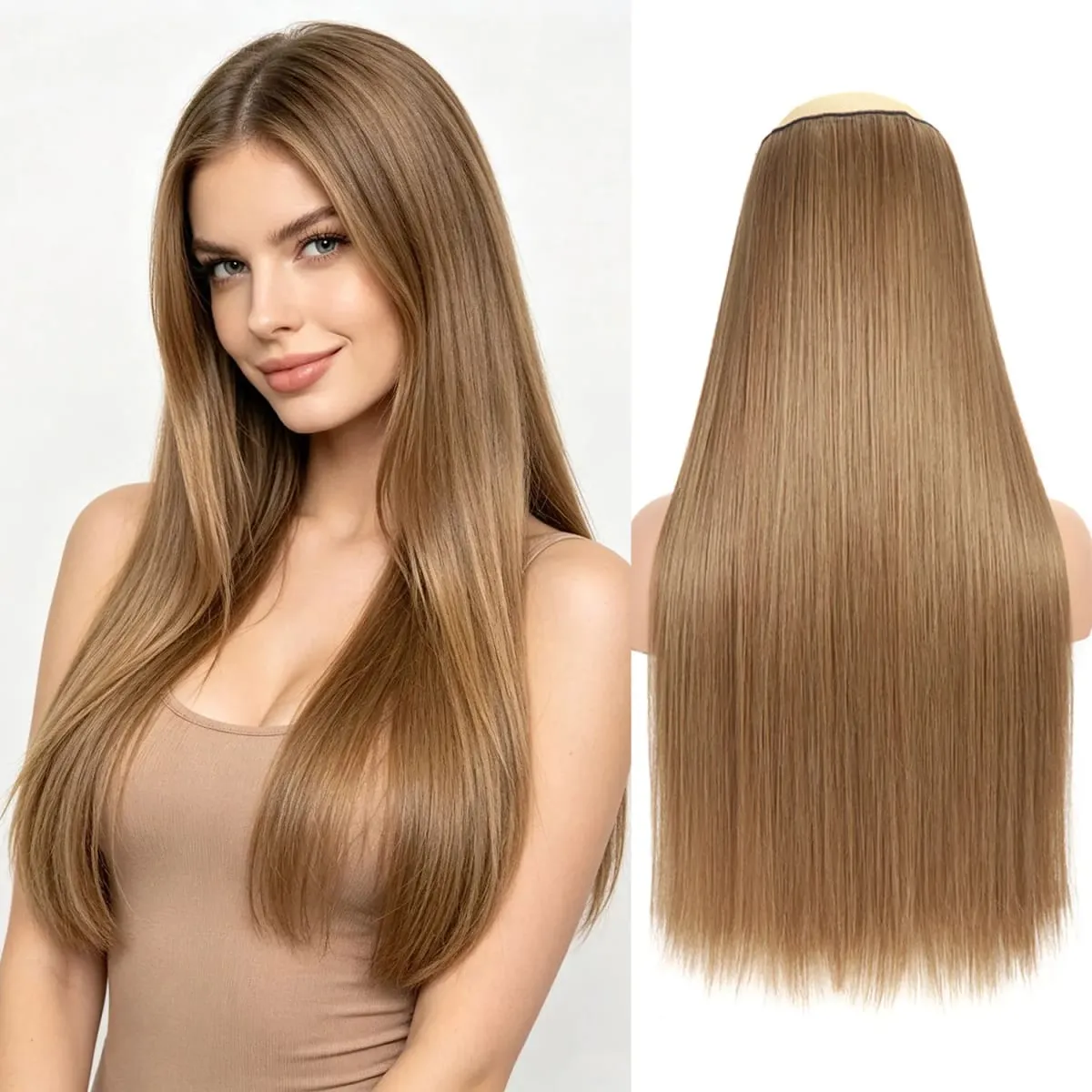 Synthetic 5 Clips in one piece hair extensions 22inch long straight clip in hair for women girls daily party holiday