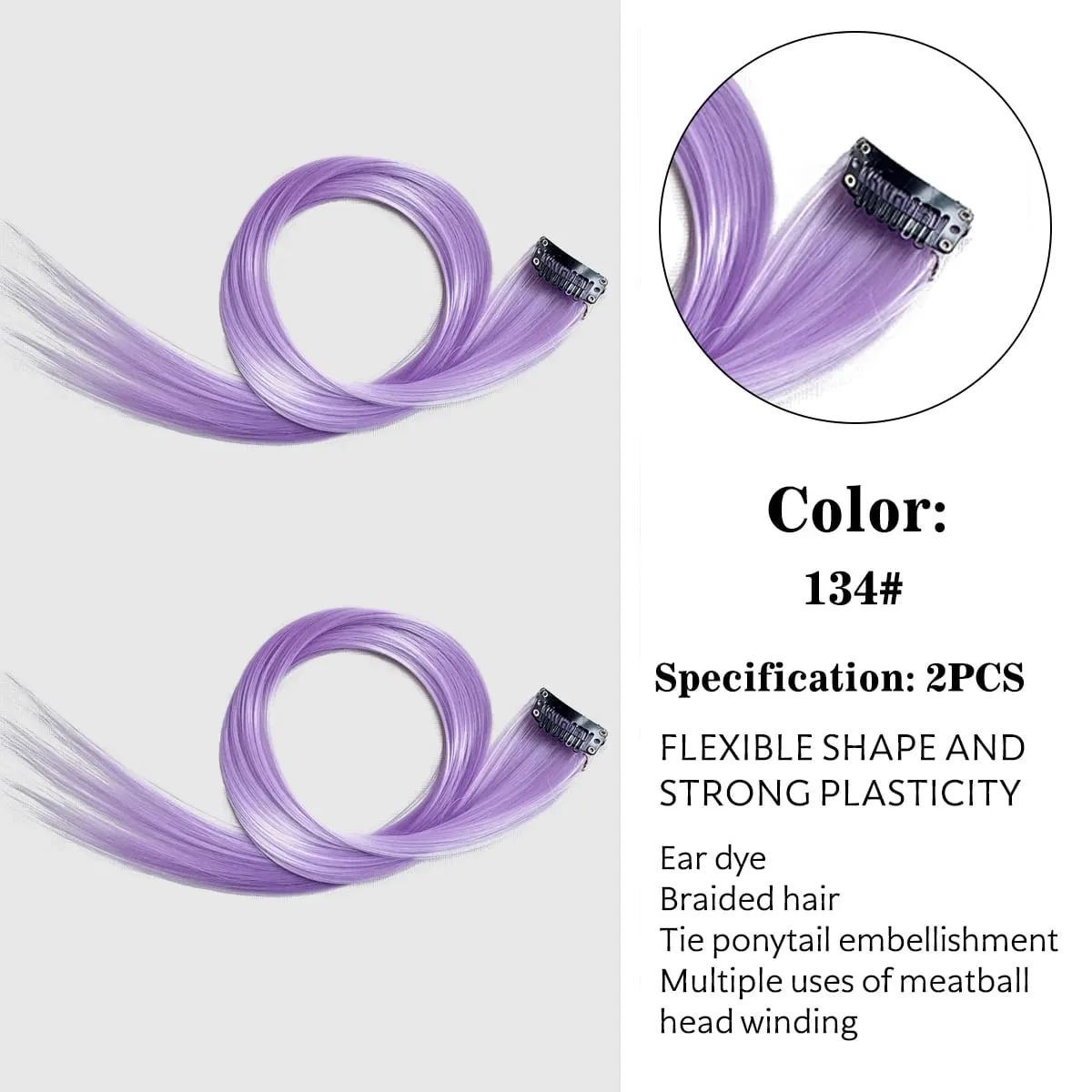 Synthetic Colored Clip In Hair Extensions Straight Highlight Hair Streaks Rainbow Hanging Hair Pieces Hairpiece For Women Party