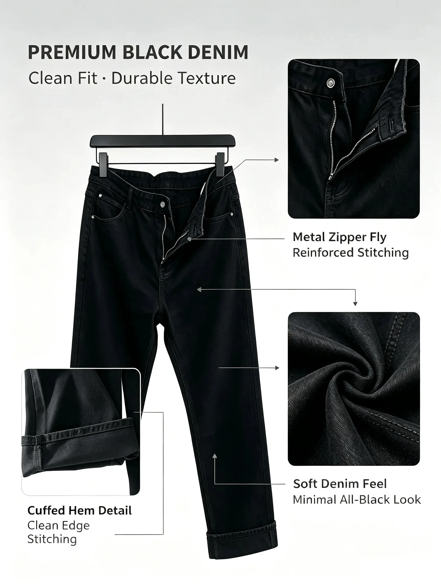 Men Wide Leg Jeans Loose Straight Denim Pants Casual Baggy Trousers Streetwear Hip Hop Daily Wear Fashion Mens Casual Bottoms