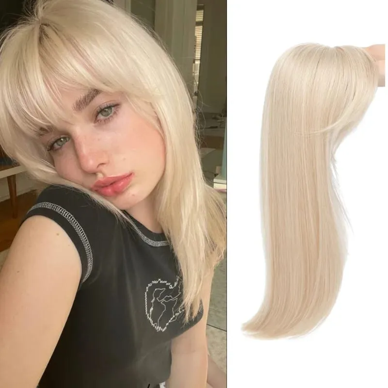 Synthetic Striaght Hair Toppers with Bangs for Women Natural Hairpieces Adding Hair Volume Topper Hair Extensions 18''/10''