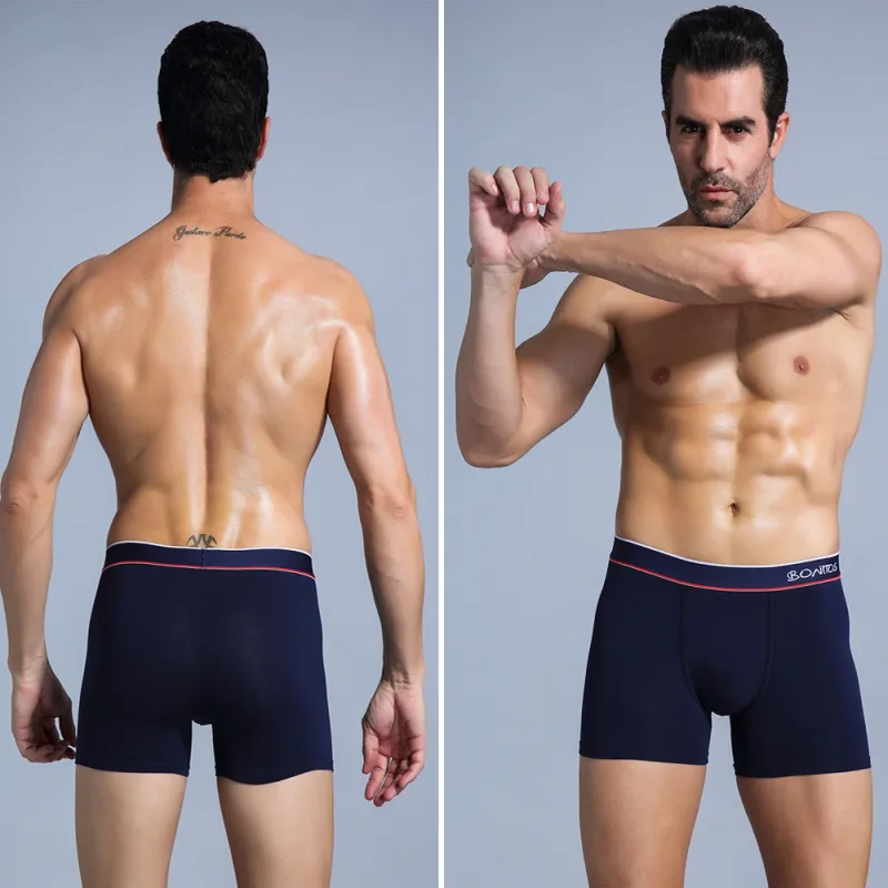 6 Pieces Solid Color Men's Panties BONITOS Letter Waistband Boxer Briefs Cotton Underwear Mens Boxers Classic Men Underpants