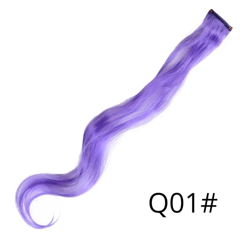 Leeons Clip In Synthetic Hair Extensions Heat Resistant Long Straight Hairpieces One Clips For Women Extension Fake Blue Hair