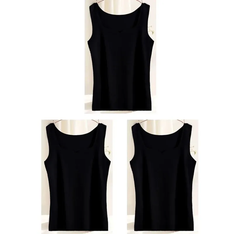 3pcs Women Thermal Tops Girls Traceless Solid Color Vest Base Layer Warm Tank Top Autumn Winter Female Sexy Slim Camisole