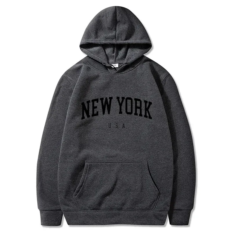 Women New York U.S.A City Hoodies Fashion Letter Printed Graphic Sweatshirts Loose CasuaMen l Harajuku Hooded Pullover Sportwear