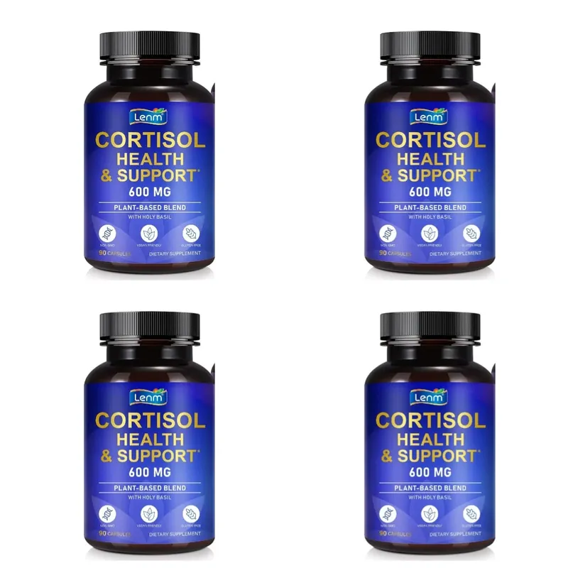 Lenm Cortisol Health Support Capsules Ashwagandha Rhodiola Holy Basil L-Theanine For Stress Balance & Relaxation Adult 90 Count