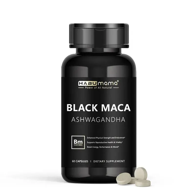 Organická černá Maca - 60 tablet 100% čistá non-GMo podporuje reprodukční zdraví Přírodní energizér Stamina Enhancer Performance Enhancer