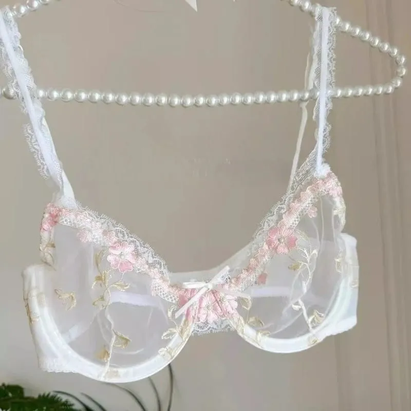 New Women Thin Slim Lace Underwear Set Push Up Gathering Sheer Plus Size Breathable Comfort Daily Intimates Bra Petite Elegance