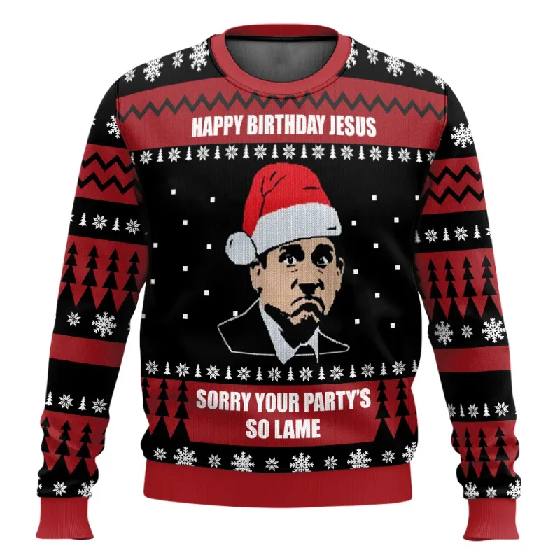 False The Office Ugly Merry Christmas Sweater 2025 New Fashion Men Oversized Hoodie Pullover Tops Winter Women Sweatshirt