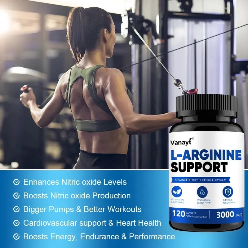 L-Arginine 3000mg Pills Muscle Mass Supplement for Men Women Boost Workout Endurance Energy Heart Vascular Health Support