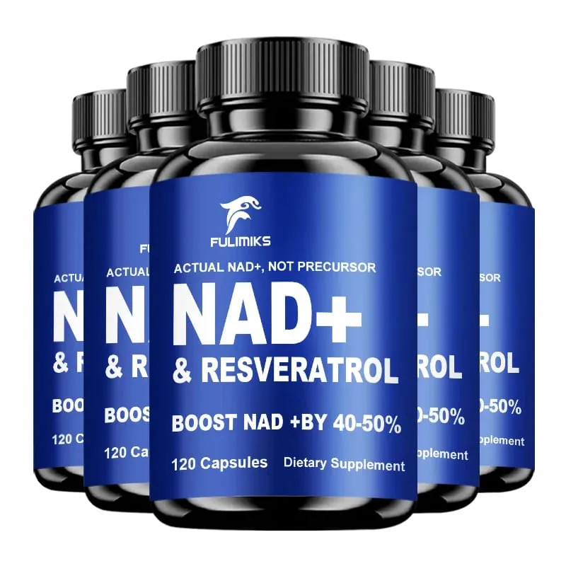 Fulimiks NAD+ Resveratrol Capsules with TMG & Vitamin B Enhance Vitality Skin Health Focus Antioxidant Immune for Adults