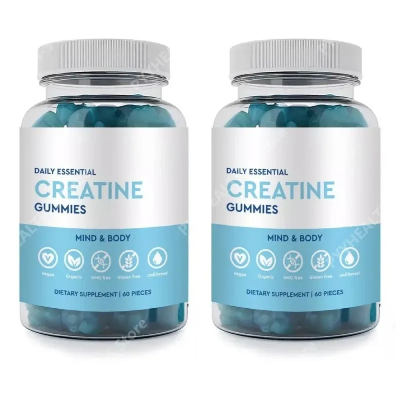 Creatine Gummies Vegan Non-GMO Gluten-Free Low Sugar Organic Supports Athletic Performance for Adults Unisex 60 Count