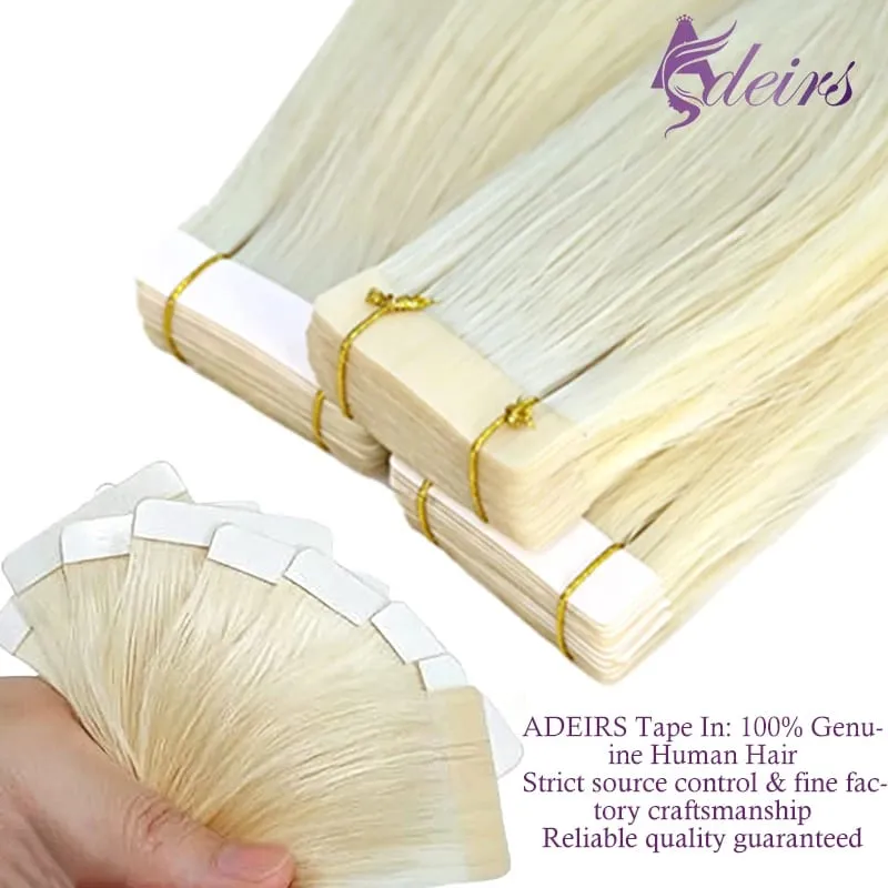 Fita reta de alta qualidade em extensões de cabelo humano 100% extensão de cabelo natural real cabelo remy marrom loiro invisível
