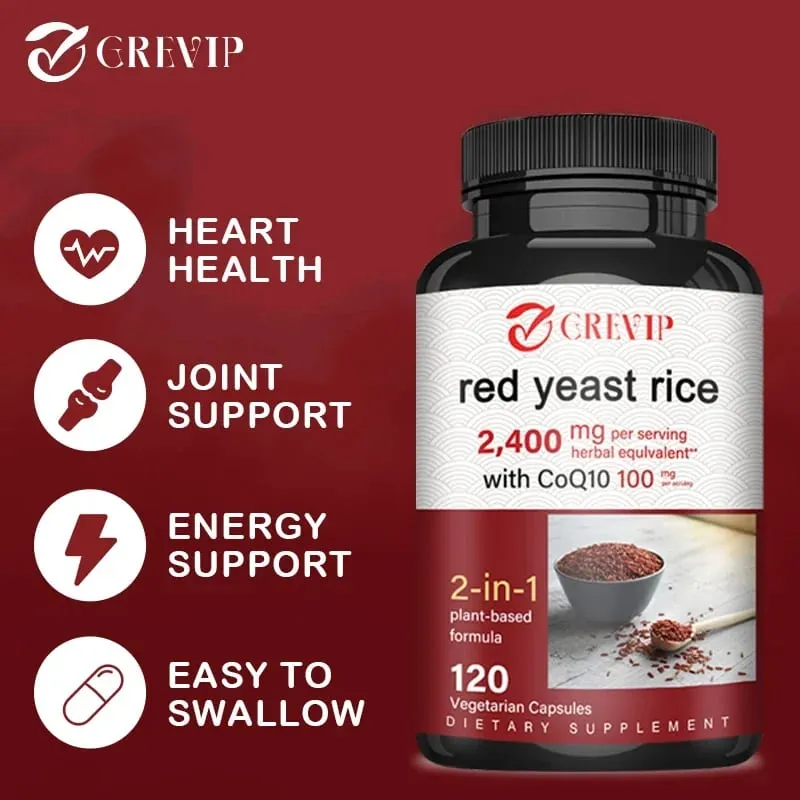 Red Yeast Rice 2400mg - Cholesterol Supplement Supports Overall Health Promotes Heart and Immune Health Antioxidant