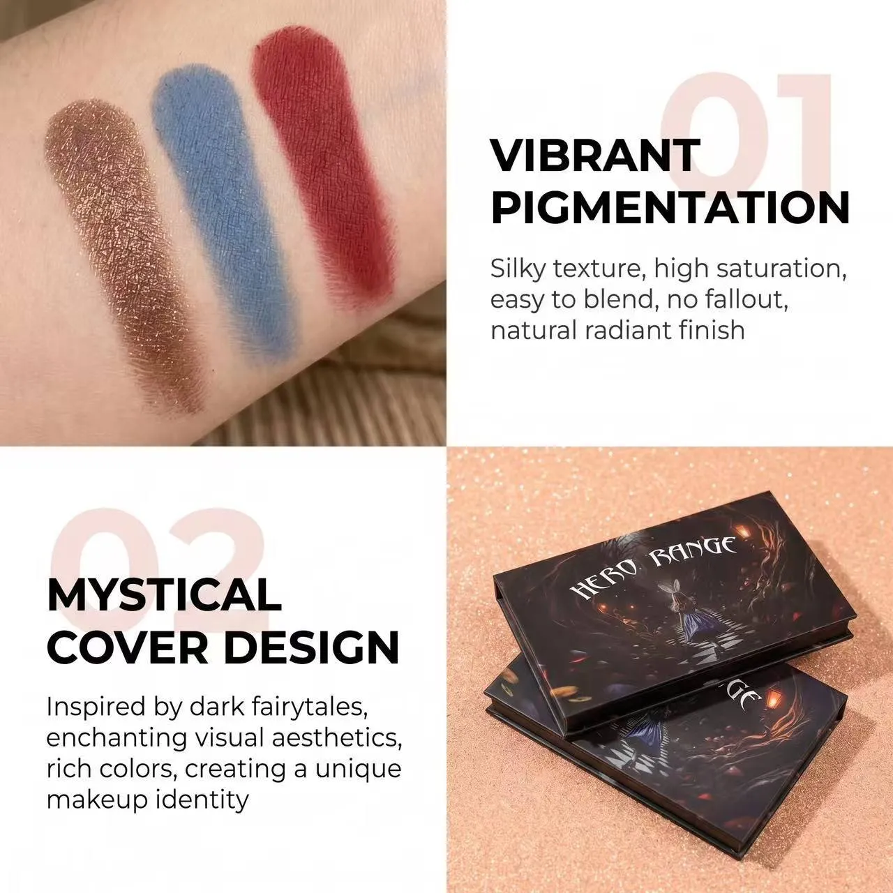 Dark Color Smoke 15 Color Eye Shadow Plate Glitter Shimmer Eyeshadow Palette Velvety Matte&Satin Finish for Eyes Long Lasting