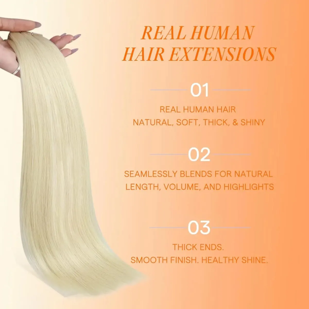Platinum Blonde #60 Straight Tape In Hair Extensions 50g/20pcs Adhesive Glue Skin Weft Invisible Tape In Human Hair Extensions — image 3