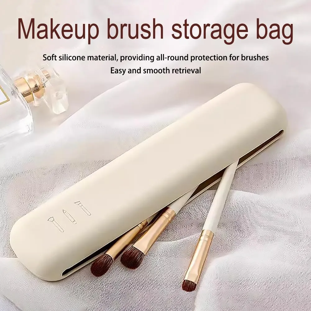 Silicone Cosmetic Brushes Storage Bag Travel Makeup Brush Holder Makeup Sponge Case Portable Makeup Tools Organizer