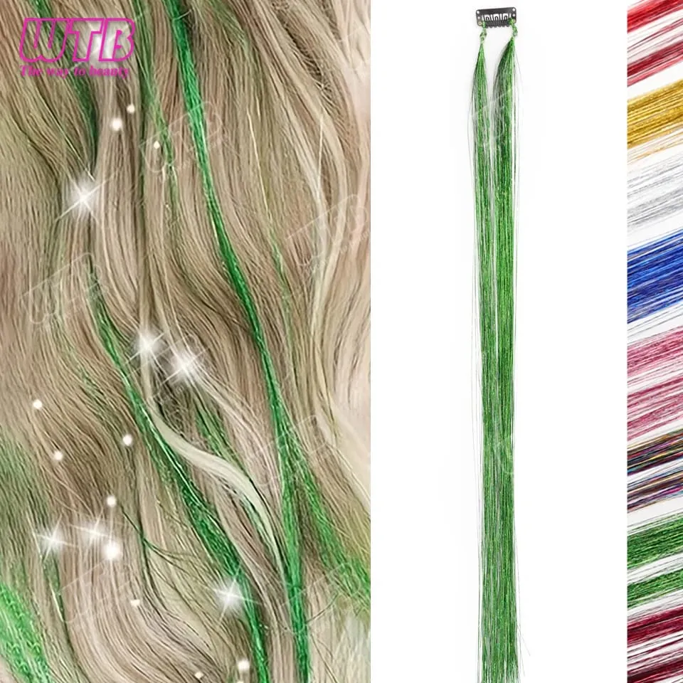 Multi-Color Glitter Synthetic Hair Extension Wig BB Clip Style Suitable for Women and Girls to Wear During Holidays and Events