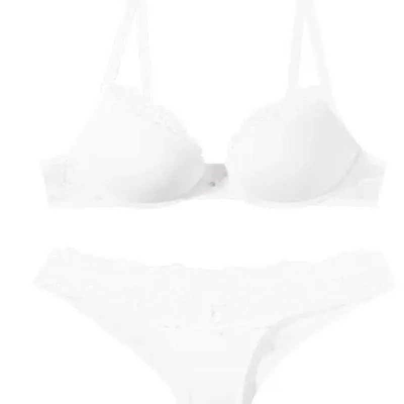 Women Fashion Lace Lingerie Set Push‑Up Soft Underwire Bra Anti Sagging Lift Lightweight Comfort Daily Underwear Set