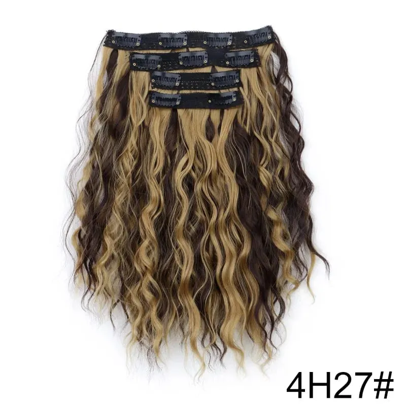 12Inch Synthetic Short Wavy Curly Hair Extension 4pcs/set Clip in Hair Easy to Wear for Women Party Use Daily