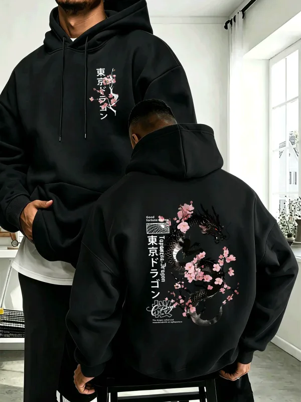 Japanese Tokyo Sword Cherry Blossom Printing Men'S Hoody Autumn Loose Hoodies Casual Fleece Sportswear Comfortable Pullovers