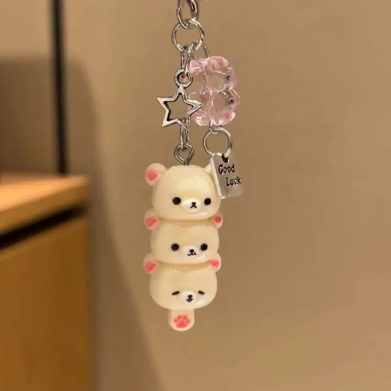 Japanese Style Kawaii Cartoon Bear Photo Card Holder Keyring Cute Bear K-Pop Idol Keychain For 2 Inch Photo School License Case