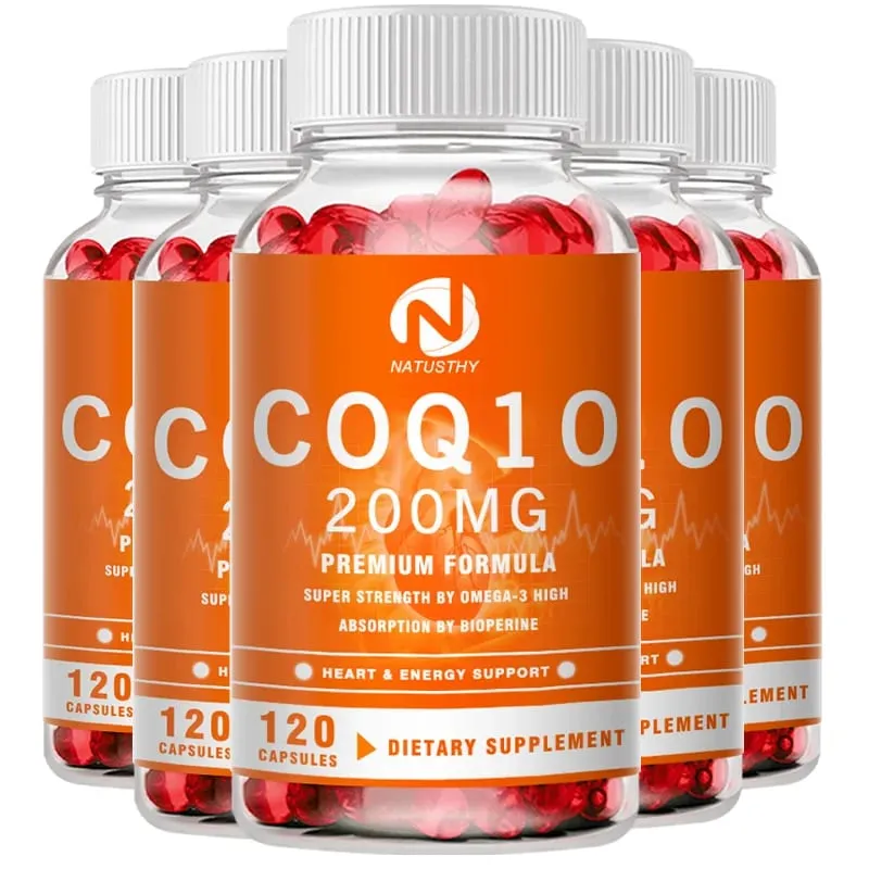 COQ10 Co-enzym Q10 200 mg voor energie Antioxidant Cardiovasculaire hersengezondheid Natuurlijk niet-GMO