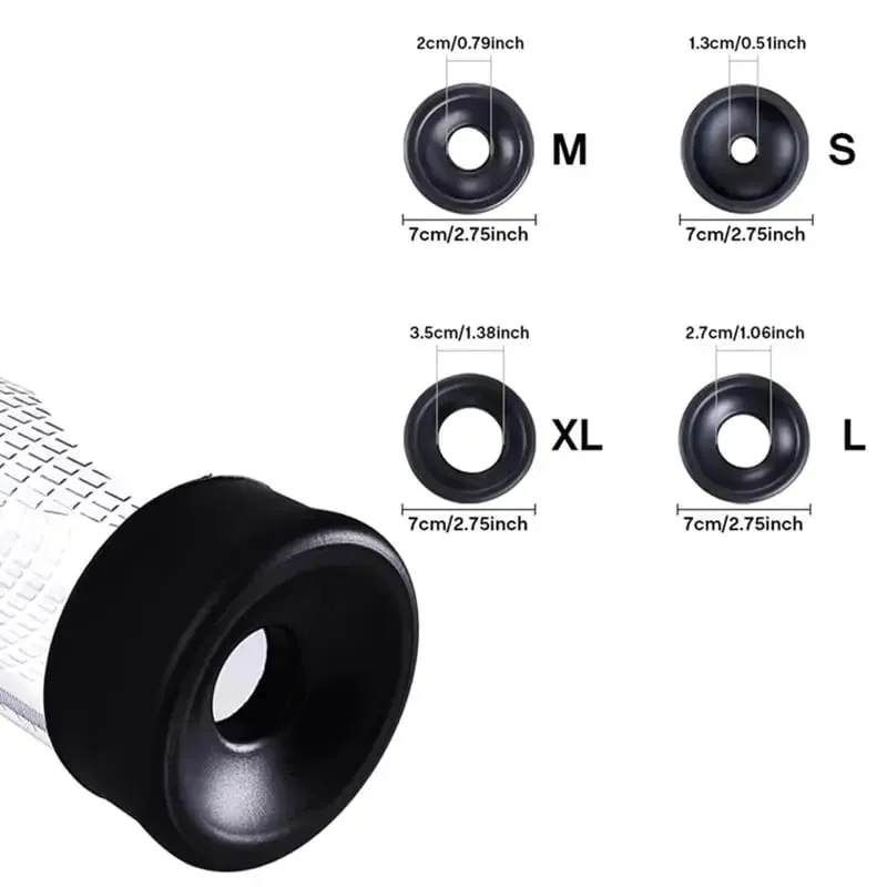 【S】Black Penis Enlargement Ring Sleeve Male Sex Toy Accessory Compatible with Vacuum Pump And Extender for Enhanced Performance