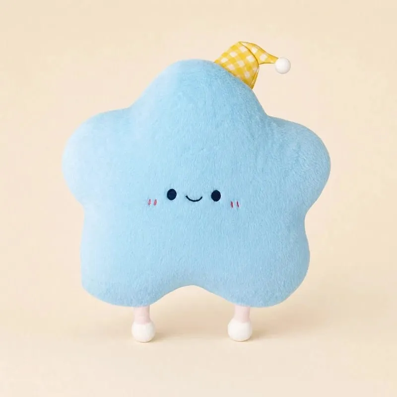 40-60cm Cute Star Plush Pillow with Sleep Hat Kawaii Star Stuffed Cushion Soft Fluffy Sofa Throw Pillow Girl Bedroom Home Decor