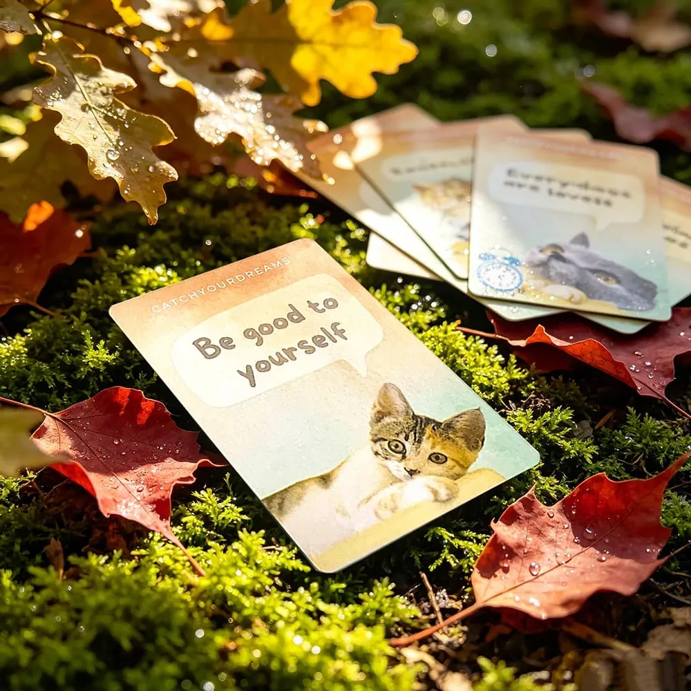 Cats Against Anxiety Oracle Cards 50 Cards Cute Kitten Oracle Cards Meditation Divination Oracle Cards Gift for Cat Lovers