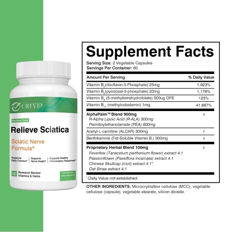 Sciatic Nerve Health Support - Helps Relieve Joint Pain Supports Daily Nervous System Bone & Nerve Health Balances Inflammation