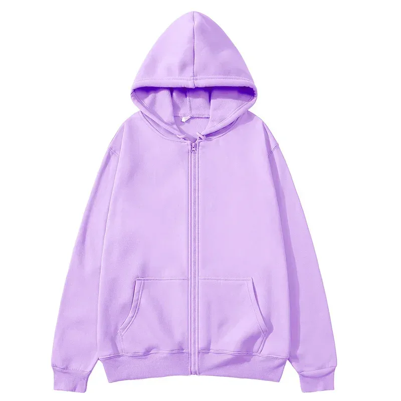 Men/Women Zipper Cardigan Hoodies Pure Color Casual Jacket Coats Fleece Spring Autumn Sweatshirts Sports Streetwear Men tops — image 3