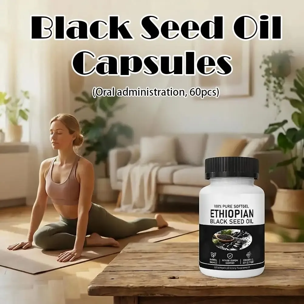 60 Capsules Bottle Black Seed Oil Supports Immune Joint Digestive Hair Skin Health Non-GMO Gluten Colon Cleansing Supplement