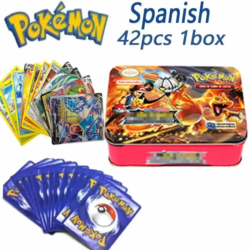*NEW SALE 42pcs/set Pokémon Iron Metal Box Battle Toys Lost Box with Game Anime Cards!!