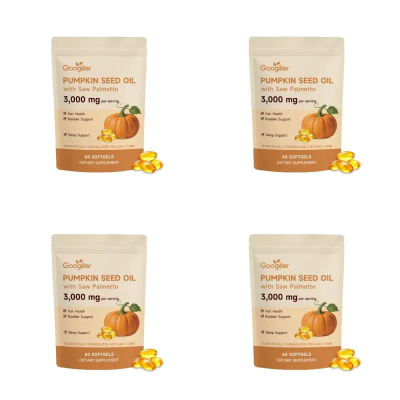 Googeer Pumpkin Seed Oil Softgels with Saw Palmetto 3000mg Hair Health Bladder Comfort Sleep Support Supplement 60 Softgels