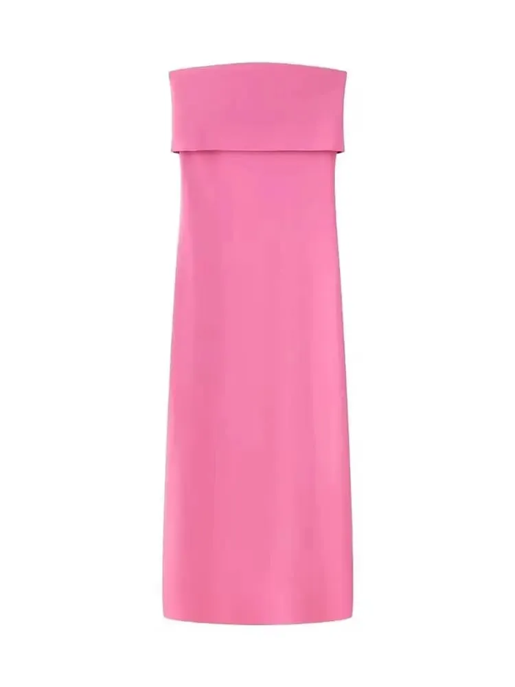 HH Elegant Strapless Maxi Dress for Women Sleeveless Off Shoulder Solid Bodycon Long Dresses Summer Casual Beach Party Evening