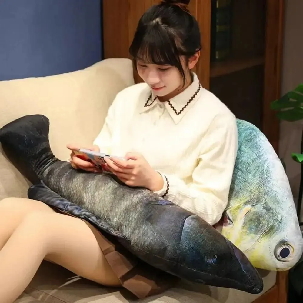 PP Cotton Simulation Sea Fish Stuffed Soft Sea Fish Stuffed Saury Salmon Fish Sleeping Pillow Girls Chrismas Gift
