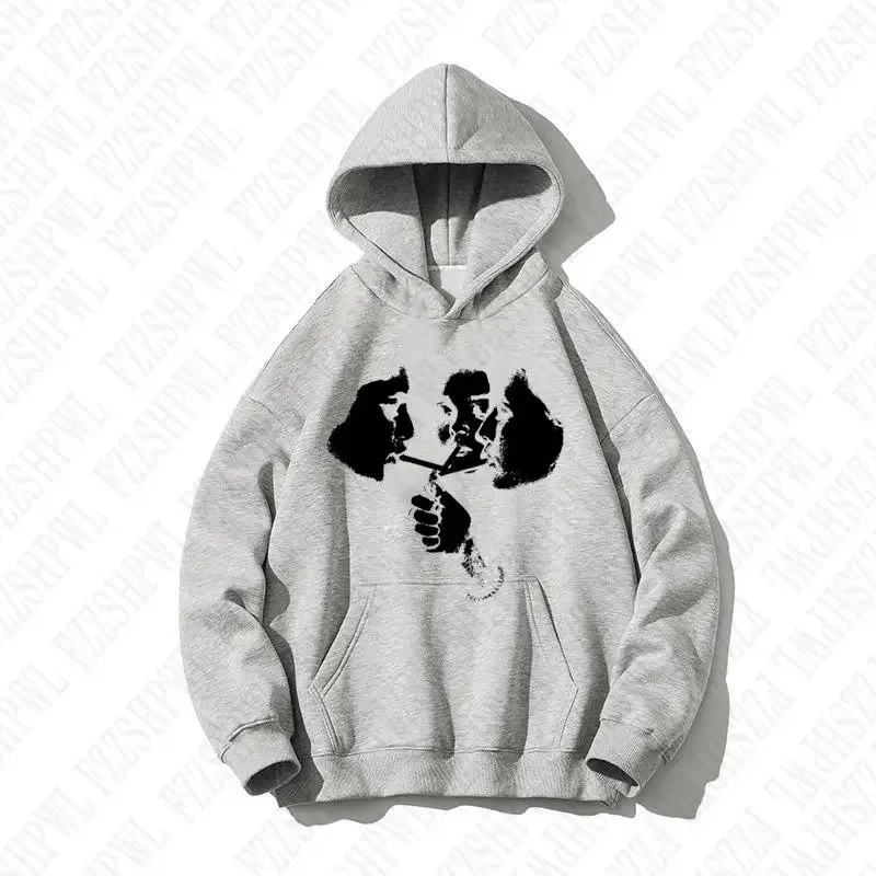 2025 hot trend 2000s men's fashion Harajuku Gothic pattern sports hoodie retro punk hip-hop casual streetwear