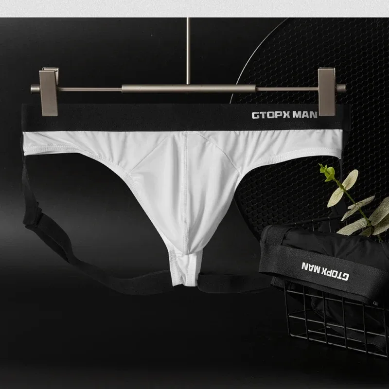 Sexy Men's Jockstrap Breathable Panties Bulge Pouch Briefs Elastic Backless Jockstrap Briefs Underpants Underwear Pump Man