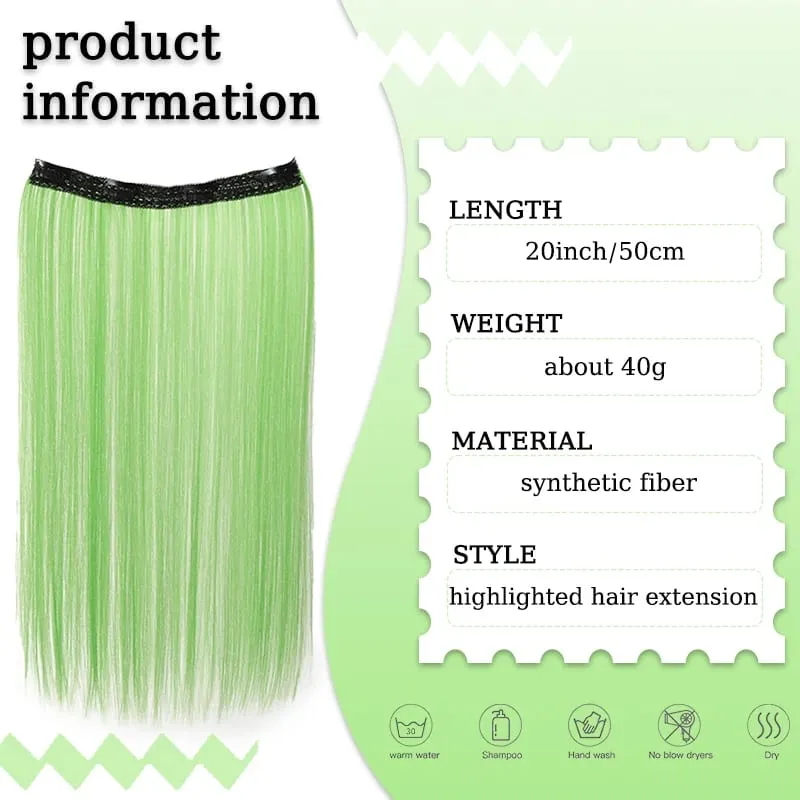 20inch Hair extensions Wig Hair Clips Hair piece Synthetic Straight Hair Extensions with 4clips for Women Halloween Party