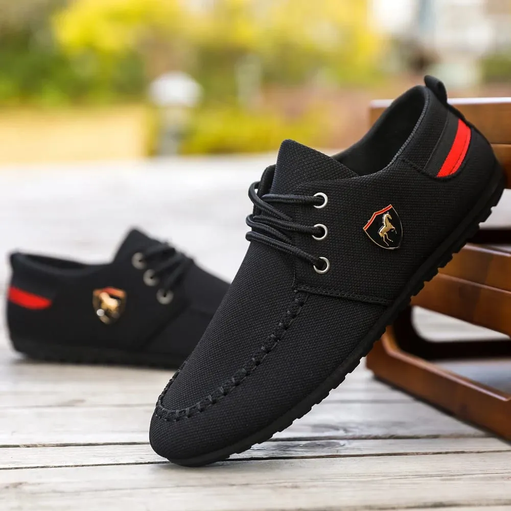 Men's Breathable Fabric Casual Loafers Soft-Soled Comfortable Lace-Up Low-Top Shoes Versatile for Daily Commuting and Light Business Wear Lightweight Wear-Resistant Non-Stuffy on the Feet Comfortable for Long Wear Suitable for Multiple Occa