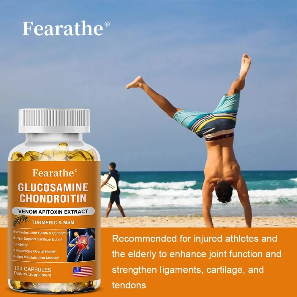 Glucosamine Chondroitin Bee Venom Turmeric & MSM - Bones Joint Antioxidant Digestive Support Non-GMO