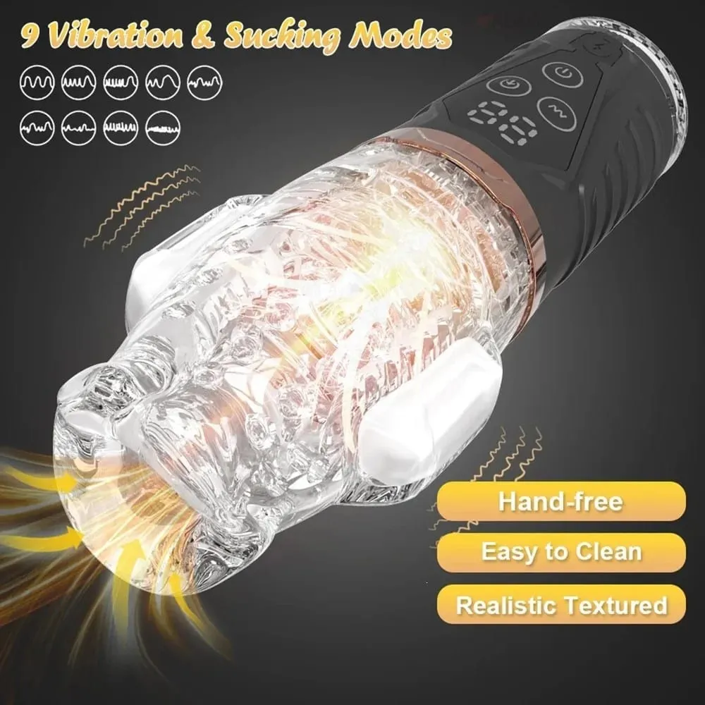 Sucking Vibrating Blowjob Masturbator Cup Glans Trainer Penis Massager 9-frequency vibration sucking Male masturbator 18+
