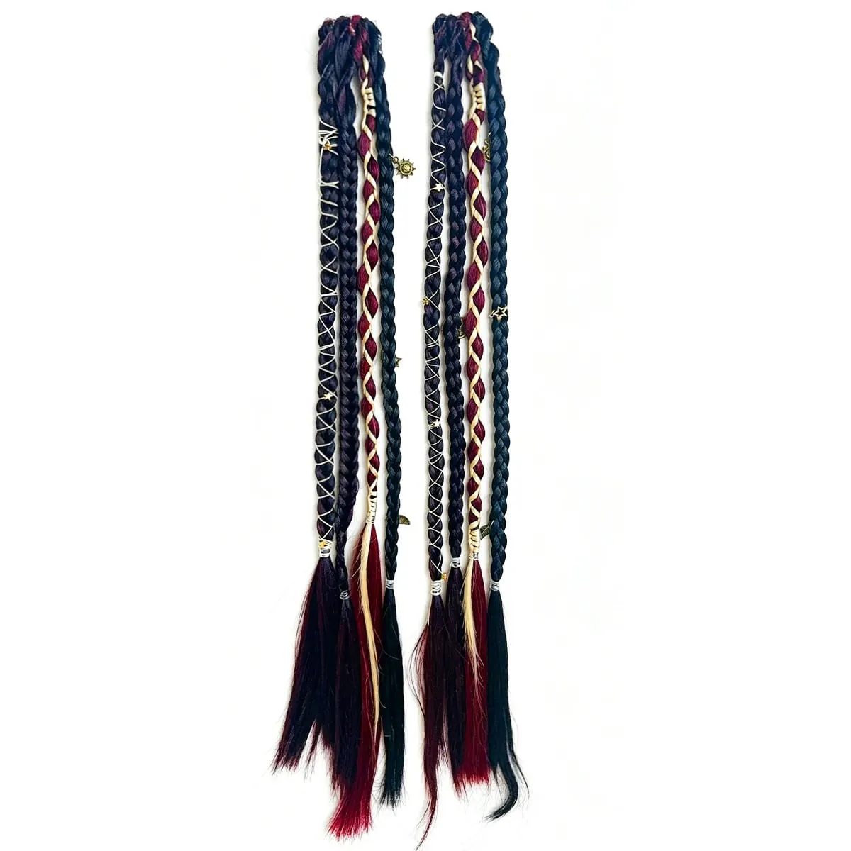 Box Braids Hair Extensions Pre-Braided Synthetic Colored Twist Braids with Hair Accessories for Women Hip Hop Punk Festival