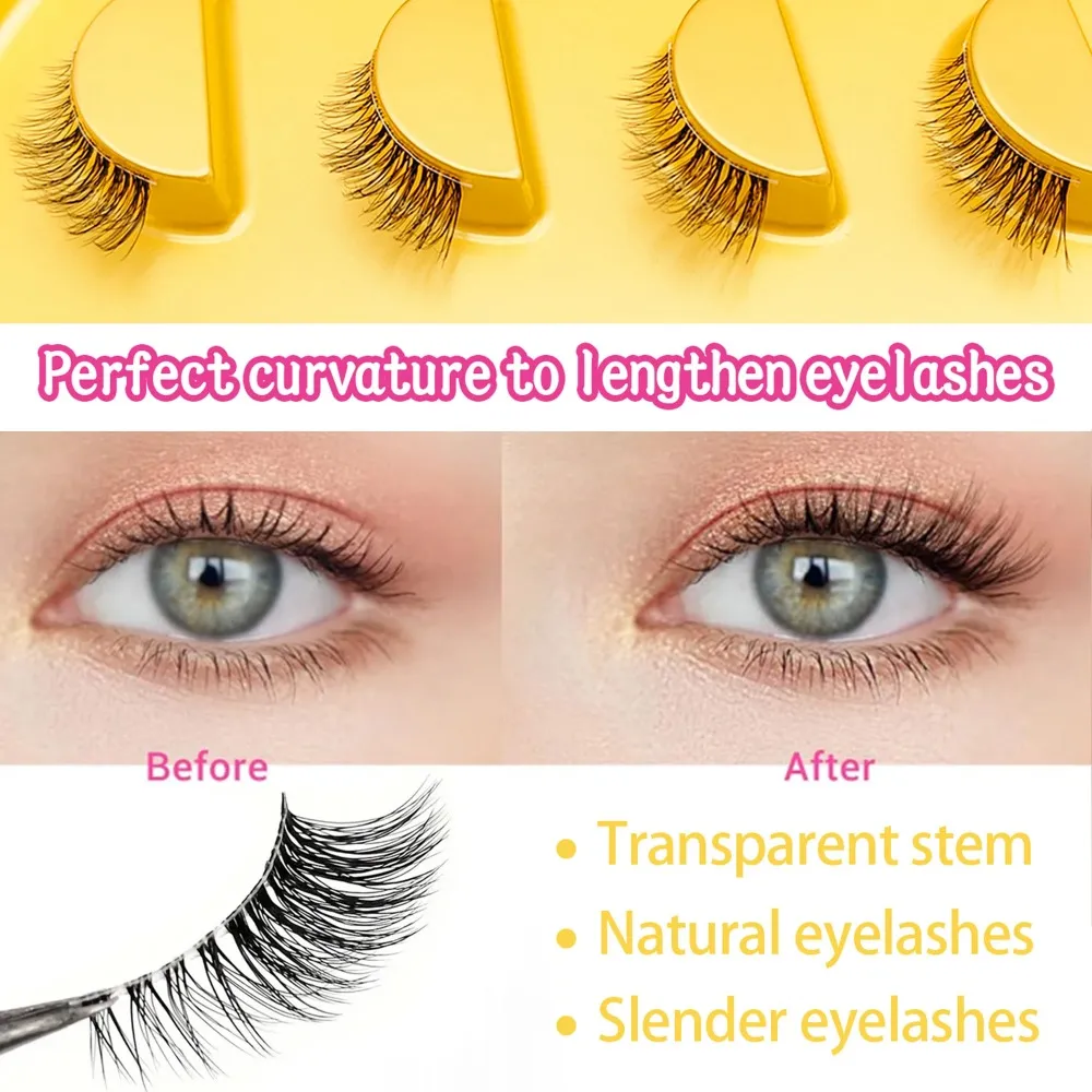 Natural olho de gato metade cílios postiços 5 pares banda clara macio falso vison cílios fofos curtos cílios reutilizáveis ​​maquiagem lash extensão