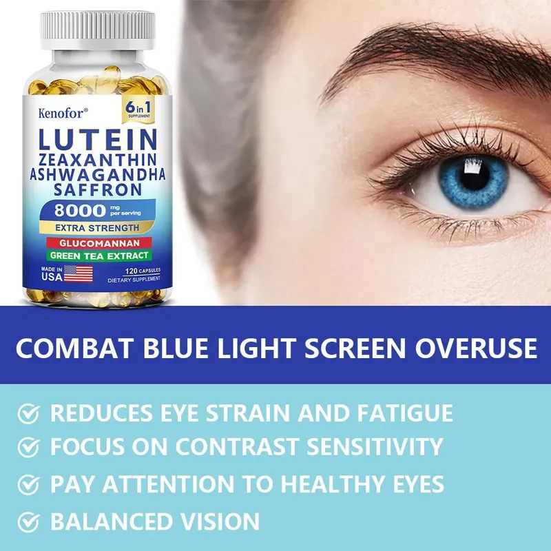 Lutein & Zeaxanthin Supplement 8000 Mg Eye Vitamins with Saffron for Adults Eye Health Supplement To Support Vision and Eyes