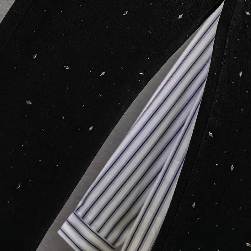 Luxury Fashion Hot Diamond Black Jeans Men's Autumn Men's Pants Brand Slim 2025 New Gypsy Star Fried Street Handsome Pants