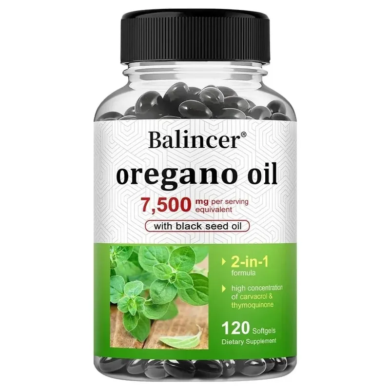 Oregano Oil 7 500 Mg with Black Seed Oil – High Carvacrol Support Digestive Bone Nerve Muscle and Immune Health