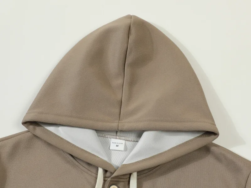 Four button hooded sweatshirt autumn winter men's new long sleeved hooded sweatshirt fashionable and casual men's sportswear,