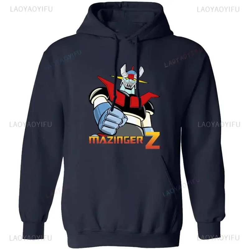 Japanese Mazinger Z Shirt Mens Cool Wear Fashion Hoodies Tops Cartoon Men Clothing Graphic Hoodied Anime Clothes Long Sleeve