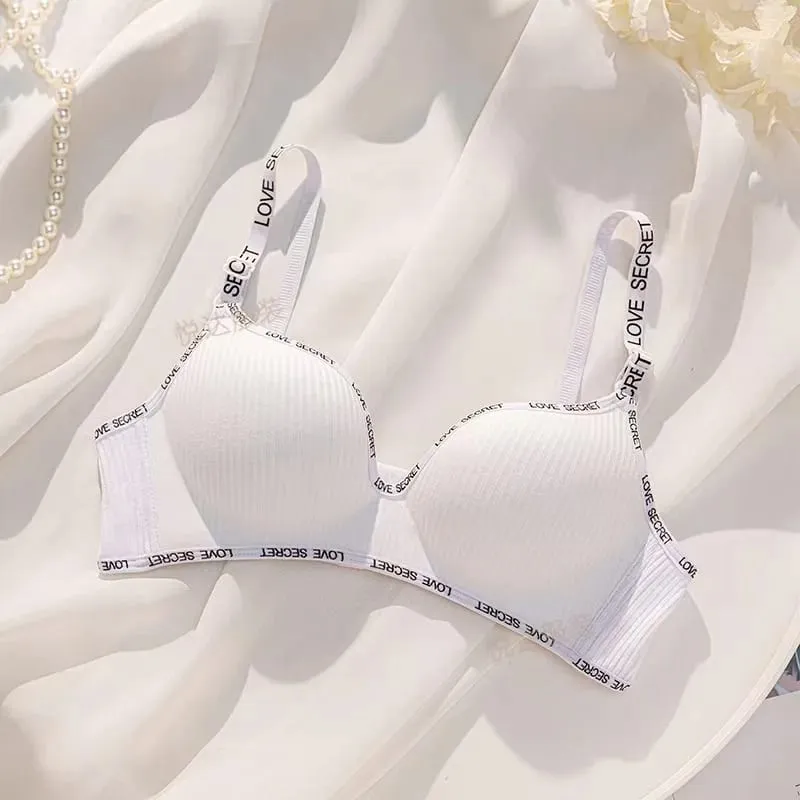 Sexy Alphabet Shoulder Strap Non-steel Ring Push Up Bra For Women Palm Cup Support Anti-sagging Breathable Lingerie